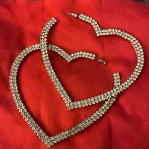 Big Heart ❤️ Crystal Silver Rhinestone earrings